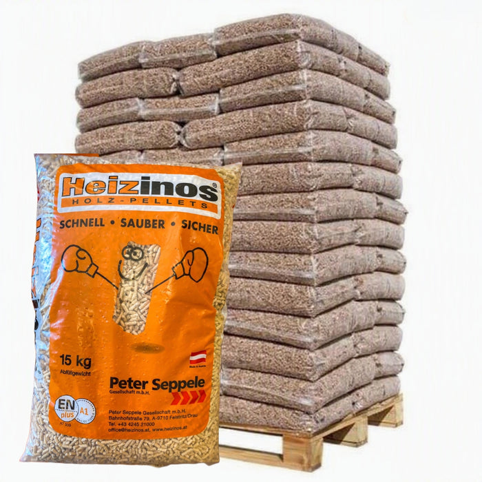 Pellet di legno HEIZINOS HOLZ Eplus A1— Bancale da 96 sacchi da 10kg