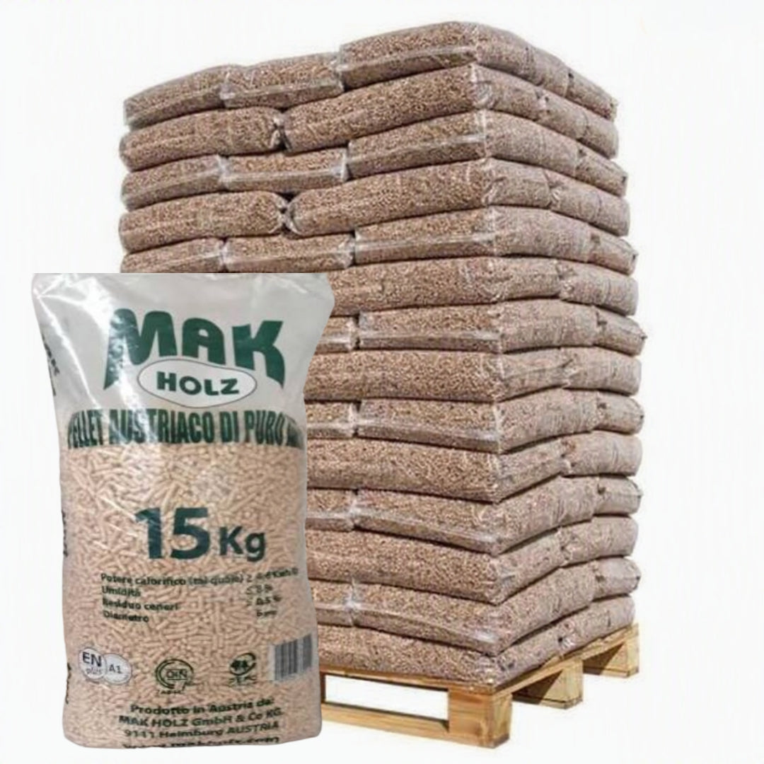 Pellet di legno MAK HOLZ ENplusA1— Bancale 72 sacchi da 15kg