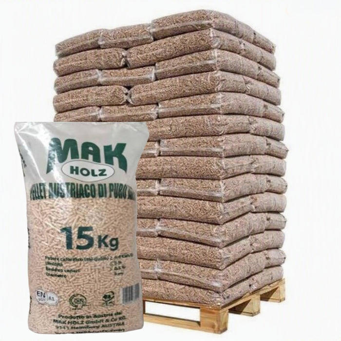 Pellet di legno MAK HOLZ ENplusA1— Bancale 72 sacchi da 15kg