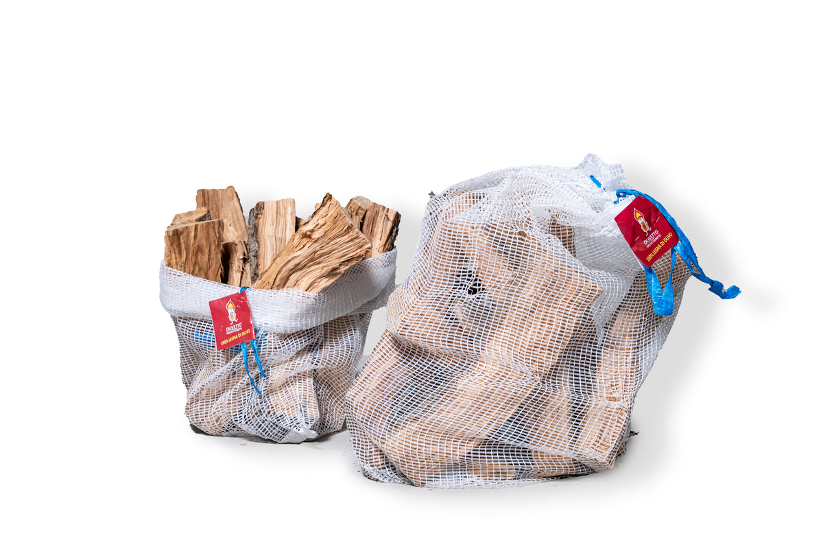 Legna da ardere di ulivo in sacco mesh da 10 kg (25 dm³)