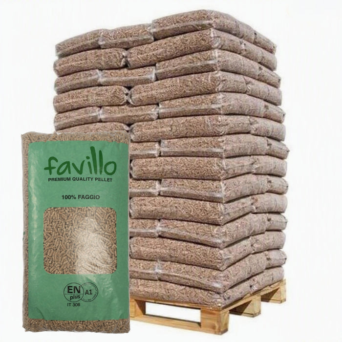 Pellet di legno Favillo 100% Faggio ENplus A1 – Bancale da 72 Sacchi da 15 kg