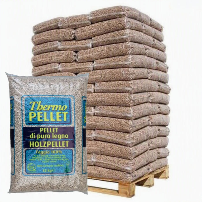 Pellet di legno THERMO Enplus A2-Faggio 100%— Bancale da 70 sacchi da 15kg