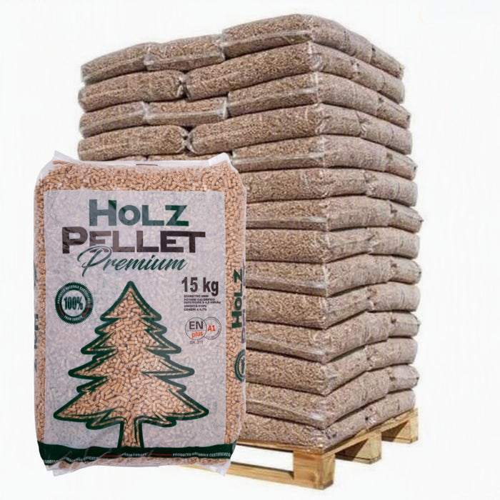 Pellet di legno Holz Premium pellet  100% Abete ENplusA1 – Bancale 70 sacchi da 15kg