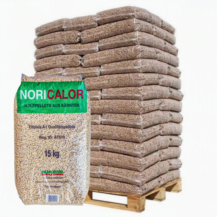 Pellet di legno NORICALOR ENplus A1— Bancale da 72 sacchi da 15kg